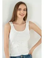 Fitilli Pamuklu Örme Kalın Askılı Kadın Atlet Özkan 26815  Ekru görsel 10