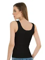 Fitilli Pamuklu Örme Kalın Askılı Kadın Atlet Özkan 26815  Siyah farklı açı