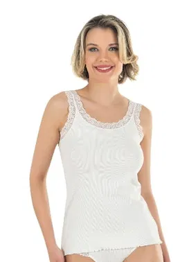 Özkan Fitilli Pamuklu Yakası Dantelli Kalın Askılı Kadın Atlet Özkan 26816 