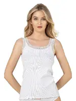 Fitilli Pamuklu Yakası Dantelli Kalın Askılı Kadın Atlet Özkan 26816  Beyaz görsel 6