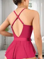 Fuşya Dantelli Kuşaklı Seksi Bodysit Lily Bianca 1027 Fuşya detay görünüm