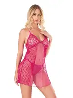 Fuşya Dantelli Tül Gecelik Ahu Primoda 4120 Fuşya detay görünüm