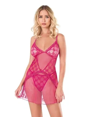 Ahu Lingerie Fuşya Kısa Tül Fantezi Gecelik Ahu Primoda 4133