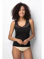 Geniş Dantel Askılı Pamuklu Kumaş Basic Kadın Atlet Donex 3427  Siyah