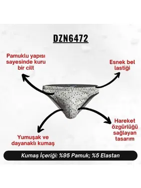 Darkzone Geometrik Desenli Gri Erkek Slip  Darkzone DZN6472 - Alternatif Görünüm