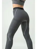 Gigotto Çizgili Kadın Normal Bel Tayt Miorre 279-000010 Gri görsel 6