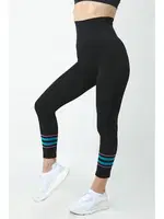 Gigotto Renkli Çizgili Seamless Yüksek Bel Spor Tayt Miorre 001-001224 Siyah