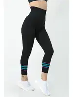 Gigotto Renkli Çizgili Seamless Yüksek Bel Spor Tayt Miorre 001-001224 Siyah görsel 4