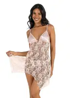 Göğsü Saten Somon Kısa Gecelik Ahu Primoda 4215 Somon