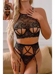 For Dreams Göğüs Dekolteli Dantel Fantazi Büstiyerli Jartiyer Takımı For Dreams 8456