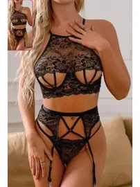 For Dreams Göğüs Dekolteli Dantel Fantazi Büstiyerli Jartiyer Takımı For Dreams 8456