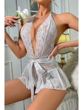 Jesica Bella Göğüs Dekolteli Etekli Fantezi Gecelik Takım Lily Bianca E-0039 - Alternatif Görünüm