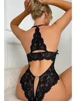 Göğüs Dekolteli Fantazi Dantel Kadın Body Siyah For Dreams 8459 Siyah detay görünüm