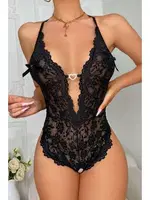 Göğüs Dekolteli Fantazi Dantel Kadın Body Siyah For Dreams 8459 Siyah farklı açı