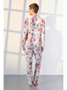 Doreanse Gömlek Yaka Düğmeli Çiçek Desenli Kadın Pijama Takımı Doreanse 25K4031 - Alternatif Görünüm
