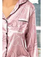 Gömlek Yaka Kalpli Düğmeli Saten Empirme Pijama Çeyiz Seti XSES 2000 detay görünüm