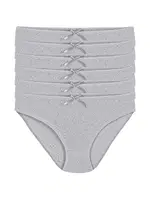 Gri 6'lı Paket Pamuk Kalpli Kadın Bikini Külot Yıldız 3574 Gri