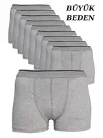 Gri Battal Büyük Beden Boxer 10lu Paket Arma Yıldız 9177 - 10 ADET Gri