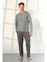 Gri Desenli Düğme Yaka T-Shirt Erkek Pijama Takımı Doreanse 25K4531 Gri
