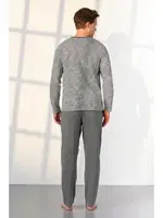 Gri Desenli Düğme Yaka T-Shirt Erkek Pijama Takımı Doreanse 25K4531 Gri detay görünüm