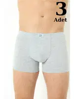 Gri Erkek Boxer Düz 3lü Paket Pamuklu Likralı Arma Yıldız 1170 - 3 ADET Gri