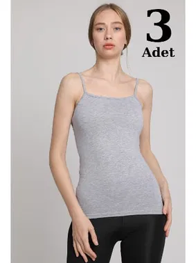 Arma Yıldız Gri Likralı İp Askı Atlet 3lü Paket Arma Yıldız 3356 - 3 ADET