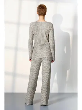 Doreanse Gri Melanj Kaşkorse Düğmeli Yaka Kadın Pijama Takımı Doreanse 25K4040 - Alternatif Görünüm