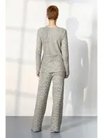 Gri Melanj Kaşkorse Düğmeli Yaka Kadın Pijama Takımı Doreanse 25K4040 Gri detay görünüm