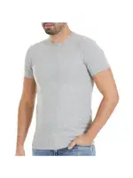 Gri O-Yaka Kısa Kollu Likralı Erkek T-Shirt Yıldız 92 Gri