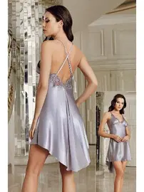 İmaj Gri Sabahlıklı Gecelik İkili Çeyizlik Saten Set İmaj 101