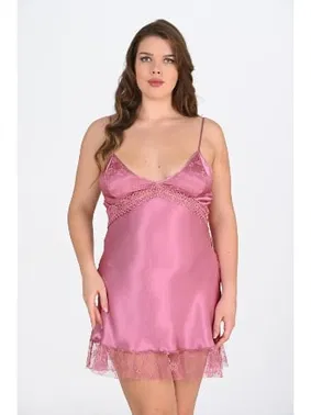 Ahu Lingerie Gül Kurusu Büyük Beden Saten Gecelik Ahu Primoda 2114 - Alternatif Görünüm