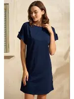 Kısa Kollu Bisiklet Yaka Cotton Düz Yazlık Kısa Kadın Elbise Anıl 5766