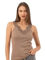 Güpürlü Pamuklu Ribana Dantelli Manolya Kadın Atlet Özkan 2001  Kahverengi görsel 17