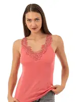 Güpürlü Pamuklu Ribana Dantelli Manolya Kadın Atlet Özkan 2001  Somon görsel 12