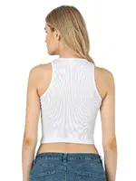 Halter Yaka Pamuklu Fitilli Vücuda Oturan Örme Crop Kadın Atlet Özkan 26814  Beyaz görsel 13