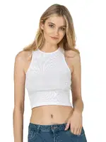 Halter Yaka Pamuklu Fitilli Vücuda Oturan Örme Crop Kadın Atlet Özkan 26814  Beyaz görsel 15