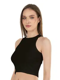 Özkan Halter Yaka Pamuklu Fitilli Vücuda Oturan Örme Crop Kadın Atlet Özkan 26814 