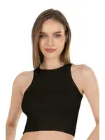 Halter Yaka Pamuklu Fitilli Vücuda Oturan Örme Crop Kadın Atlet Özkan 26814  Siyah farklı açı