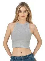 Halter Yaka Pamuklu Fitilli Vücuda Oturan Örme Crop Kadın Atlet Özkan 26814  görsel 7