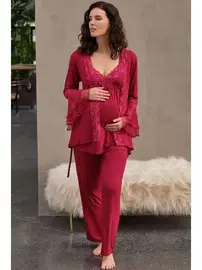 Anıl Kısa Kol T-Shirt Pantolon Hamile Sabahlık Takım Anıl 5648