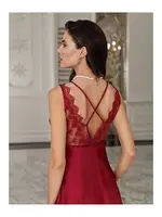 İkili Saten Bordo Gecelik Sabahlık Takım İmaj 106 Bordo farklı açı