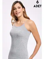 Dantelli Kadın İp Askılı Gri Atlet 6'lı İlke 246