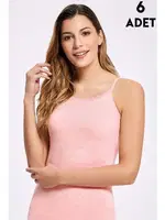 İnce Askılı Pembe Dantelli Kadın Atlet 6'lı İlke 246 Pembe