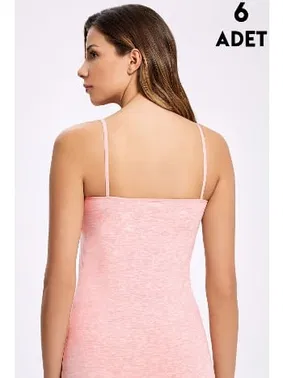 İlke İnce Askılı Pembe Dantelli Kadın Atlet 6'lı İlke 246 - Alternatif Görünüm