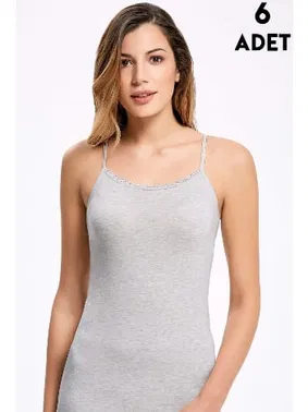 İlke Dantelli Askılı Kadın Gri Atlet 6'lı İlke 247