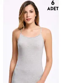 İlke Dantelli Askılı Kadın Gri Atlet 6'lı İlke 247