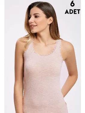 İlke Dantelli Geniş Askılı Kadın Atlet 6'lı İlke 247