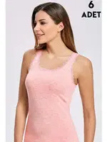 Kalın Askılı Dantelli Bayan Atlet 6'lı İlke 247 Pembe
