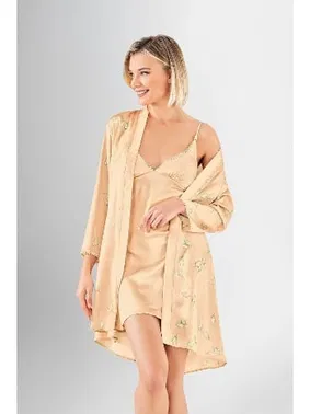 Ahu Lingerie İnce Askılı 2Li Kısa Gecelik Sabahlık Takımı Ahu Loriva 1914