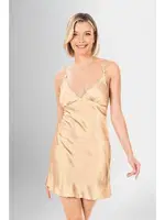 İnce Askılı 2Li Kısa Gecelik Sabahlık Takımı Ahu Loriva 1914 Sarı detay görünüm